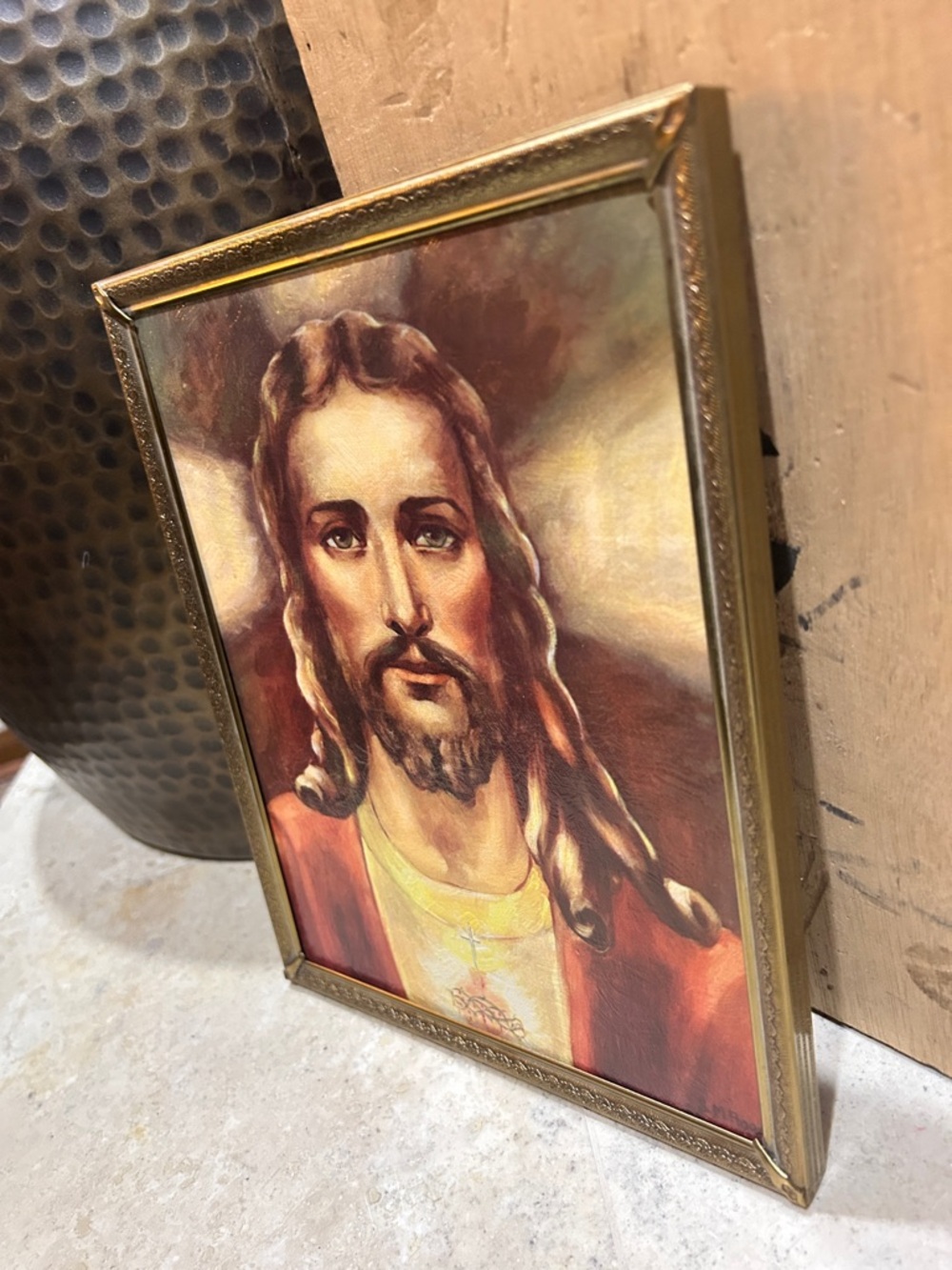 vintage lithograph print of the Sacred Heart of Jesus by S.M. Angelica - Picture 3 of 10